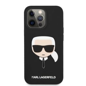 Husa telefon Karl Lagerfeld pentru iPhone 13 Pro Max, Karl Head, Liquid Silicon, KLHCP13XSLKHBK, Black