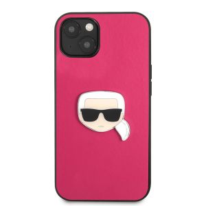 Husa de protectie telefon Karl Lagerfeld pentru iPhone 13 Mini, Karl Head, KLHCP13SPKMP, Piele ecologica, Pink