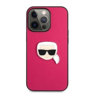 Husa de protectie telefon Karl Lagerfeld pentru iPhone 13 Pro Max, Karl Head, KLHCP13XPKMP, Piele ecologica, Pink
