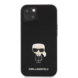 Husa telefon Karl Lagerfeld pentru iPhone 13, Saffiano Karl, KLHCP13MIKMSBK, Piele ecologica, Black