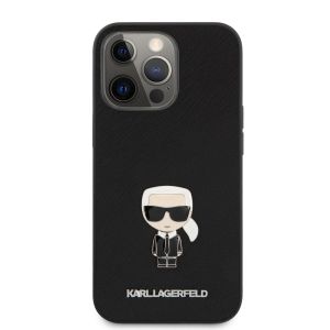 Husa telefon Karl Lagerfeld pentru iPhone 13 Pro, Saffiano Karl, KLHCP13LIKMSBK, Piele ecologica, Black