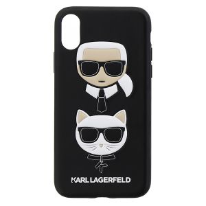 Husa telefon karl Lagerfeld pentru iPhone X/Xs, Karl and Choupette Hard, Piele ecologica, Black