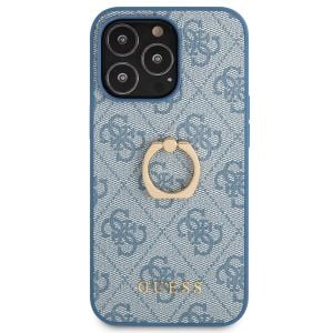 Husa de protectie telefon Guess pentru iPhone 13 Pro cu inel, 4G, Albastru