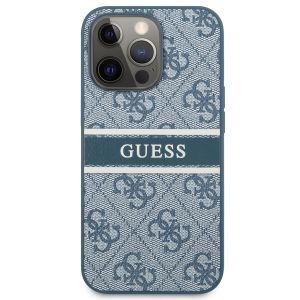 Husa de protectie telefon Guess pentru iPhone 13 Pro Max, 4G, cu dungi imprimate, Albastru