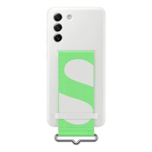Husa de protectie telefon Samsung, Silicone Cover Strap pentru Samsung Galaxy S21 FE, White