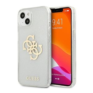 Husa telefon Guess, Big 4G Full Glitter pentru iPhone 13 Mini, Transparent