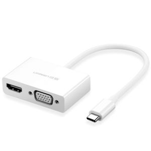 Adaptor Ugreen, Convertor video, USB Type-C - HDMI / VGA, Alb 