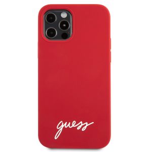 Husa telefon Guess pentru iPhone 12/12 Pro, Guess Handscript, Silicon lichid, Red