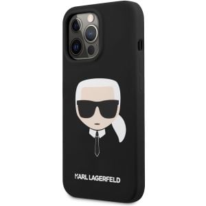 Husa telefon iPhone 13 Pro, Karl Lagerfeld, Karl Head, Silicon, KLHCP13LSLKHBK, Black