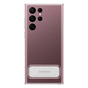 Husa telefon Samsung, Clear Standing Cover pentru Samsung Galaxy S22 Ultra, Transparent