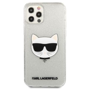 Husa telefon Karl Lagerfeld pentru iPhone 12 Pro Max, Choupette Head Glitter, Plastic, Silver