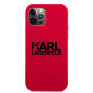 Husa telefon Karl Lagerfeld pentru iPhone 12/12 Pro, Stack Black Logo, Silicon, Red