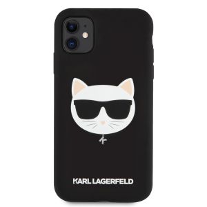 Husa telefon Karl Lagerfeld pentru iPhone 11, Choupette Head, Silicon, Black