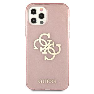 Husa telefon Guess pentru iPhone 12/12 Pro, Big 4G Full Glitter, Plastic, GUHCP12MPCUGL4GPI, Roz