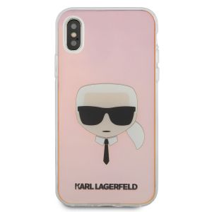 Husa telefon Karl Lagerfeld pentru iPhone X/Xs, Karl Head, Plastic, Iridescent