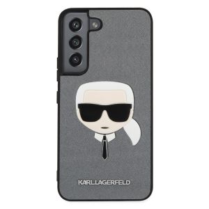 Husa telefon Karl Lagerfeld pentru Samsung Galaxy S22, Saffiano Karl Head, Piele ecologica, Silver