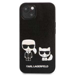 Husa telefon Karl Lagerfeld pentru iPhone 13, Karl Lagerfeld and Choupette, Piele ecologica, Black