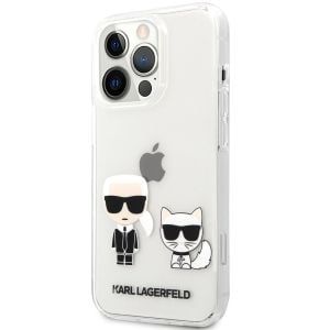 Husa telefon iPhone 13 Pro, Karl Lagerfeld, Ikonik Karl and Choupette, PC si TPU, KLHCP13LCKTR, Transparent