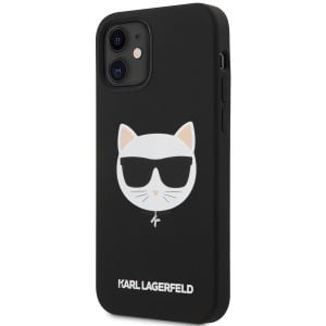 Husa telefon iPhone 12 mini, Karl Lagerfeld, Choupette Head, Silicon, KLHCP12SSLCHBK, Black