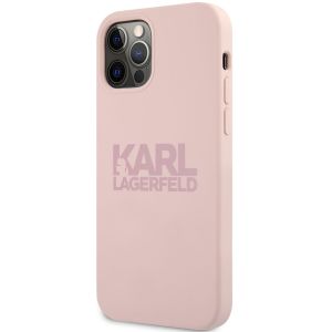 Husa telefon iPhone 12 Pro Max, Karl Lagerfeld, Stack Pink Logo, Silicon, KLHCP12LSTKLTLP, Pink