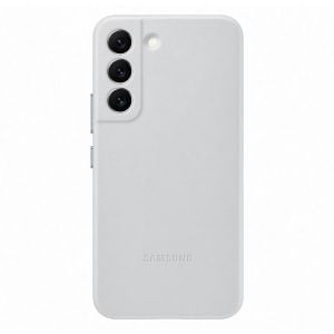 Husa de protectie telefon Samsung, Leather Cover pentru Samsung Galaxy S22, Light Gray