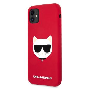 Husa telefon Karl Lagerfeld pentru iPhone 11, Choupette Head, KLHCN61SLCHRE, Silicon, Red