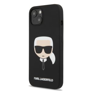 Husa telefon Karl Lagerfeld pentru iPhone 13, Karl Head, Liquid Silicon, KLHCP13MSLKHBK, Black