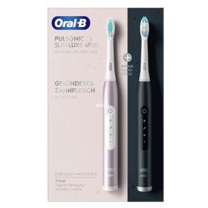 Set doua periute de dinti Oral-B Pulsonic Slim Luxe 4900, 3 programe de curatare, Roz/Negru