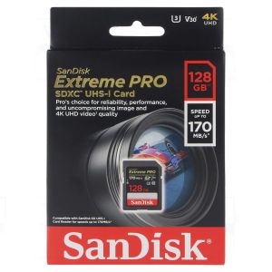 Card de memorie SanDisk, Extreme Pro, 128GB, SDXC USH-I, Negru