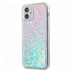 Husa de protectie telefon Guess pentru Iphone 12 Pro Max, Model 4G Liquid Glitter Iridescent, Plastic TPU, GUHCP12LLG4GGBLPI, Roz