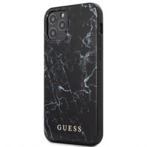 Husa de protectie telefon Guess pentru iPhone 12/12 Pro, Model Marble, Plastic TPU, GUHCP12MPCUMABK, Negru