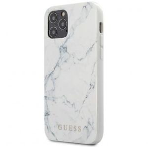 Husa de protectie telefon Guess pentru iPhone 12/12 Pro, Model Marble, Plastic TPU, GUHCP12MPCUMAWH, Alb