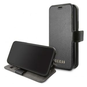 Husa de protectie telefon Guess pentru iPhone 12/12 Pro, Model Iridescent, Plastic TPU, GUFLBKSP12MIGLBK, Negru