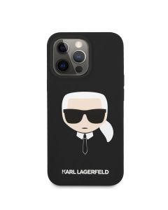 Husa de protectie telefon Karl Lagerfeld pentru iPhone 13 Pro Max, MagSafe, Karl Head, Silicon Lichid, Negru