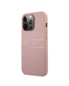 Husa de protectie telefon Guess pentru iPhone 13 Pro, Leather Saffiano, Plastic, Roz
