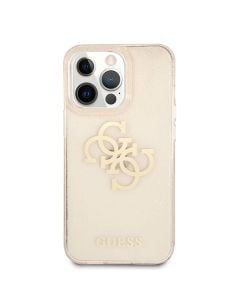 Husa de protectie telefon Guess pentru iPhone 13 Pro, Big 4G Full Glitter, Plastic, Roz