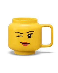 LEGO Recipiente alimentare: Cana mare LEGO din ceramica, Fata care face cu ochiul