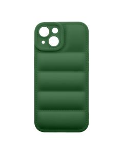 Husa de protectie telefon Puffy OBAL:ME pentru Apple iPhone 15, Poliuretan, Verde Inchis