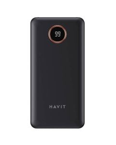 Baterie externa Havit PB74, 10000 mAh, 3 cabluri incluse ( Type-C/ Lightning/ Micro-USB), Display procentaj baterie, Negru