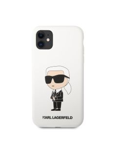 Husa de protectie telefon Karl Lagerfeld pentru iPhone 11, Karl Lagerfeld Ikonik NFT, Silicon lichid, Alb