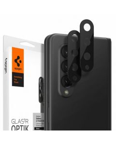 Folie de protectie telefon camera Spigen Optik.Tr, pentru Galaxy Z Fold 3, Set 2x, Sticla Securizata, Transparent / Negru
