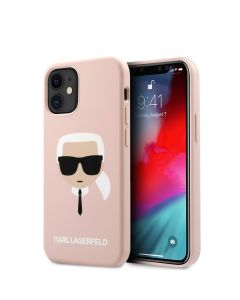 Husa de protectie telefon Karl Lagerfeld pentru iPhone 12 Mini,  Head, Silicon, KLHCP12SSLKHLP, Light Pink