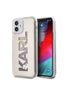 Husa de protectie telefon Karl Lagerfeld pentru iPhone 12 Mini, Liquid Glitter Multi Mirror, PC si TPU, KLHCP12SKLMLGR, Silver