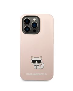 Husa de protectie telefon Karl Lagerfeld pentru iPhone 14 Pro, Choupette, Silicon lichid, Roz