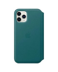 Husa de protectie telefon Apple pentru Apple iPhone 11 Pro Max, Cu deschidere laterala din piele, Peacock