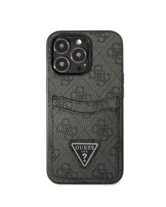 Husa de protectie telefon Guess pentru Apple iPhone 13 Pro, Plastic, Imitatie Piele, 4G Saffiano Double Card Case, Negru
