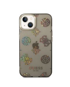 Husa telefon Guess pentru iPhone 14, Peony Glitter, Plastic, Negru