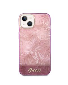 Husa de protectie telefon Guess pentru iPhone 14 Plus, Jungle, Plastic, Roz