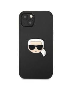 Husa de protectie telefon Karl Lagerfeld pentru iPhone 13 Mini, Karl Head, Piele ecologica, Black