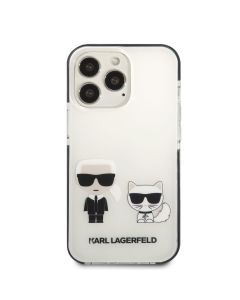 Husa de protectie telefon Karl Lagerfeld pentru iPhone 13 Pro Max, Karl and Choupette, Plastic, Alb